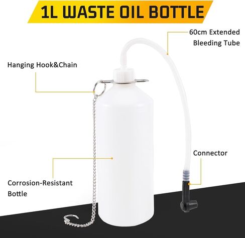 مجموعة مضخة سائل قابض الفرامل اليدوية سعة 3 لتر، أداة نزيف تغيير الزيت الاحترافية لشخص واحد مناسبة لجميع خزانات أسطوانات الفرامل، مع خرطوم وقمع وزجاجة زيت نفايات سعة 1 لتر in Kuwait