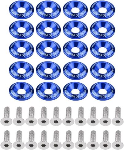 20 Pcs Aluminum Bumper Washer Bumper Washer Bolt Engine Bay Dress Up Kit(Blue) in Saudi Arabia