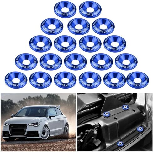 20 Pcs Aluminum Bumper Washer Bumper Washer Bolt Engine Bay Dress Up Kit(Blue) in Saudi Arabia