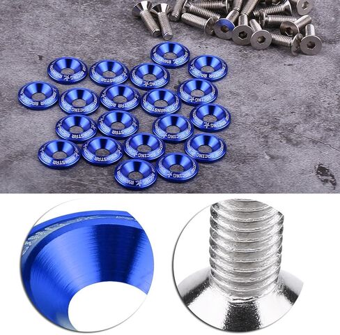 20 Pcs Aluminum Bumper Washer Bumper Washer Bolt Engine Bay Dress Up Kit(Blue) in Saudi Arabia