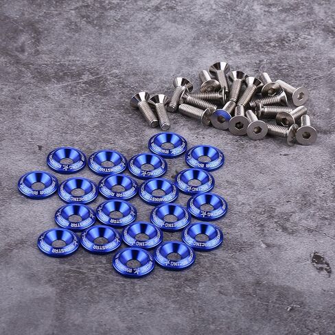 20 Pcs Aluminum Bumper Washer Bumper Washer Bolt Engine Bay Dress Up Kit(Blue) in Saudi Arabia