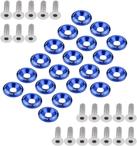 20 Pcs Aluminum Bumper Washer Bumper Washer Bolt Engine Bay Dress Up Kit(Blue) in Saudi Arabia