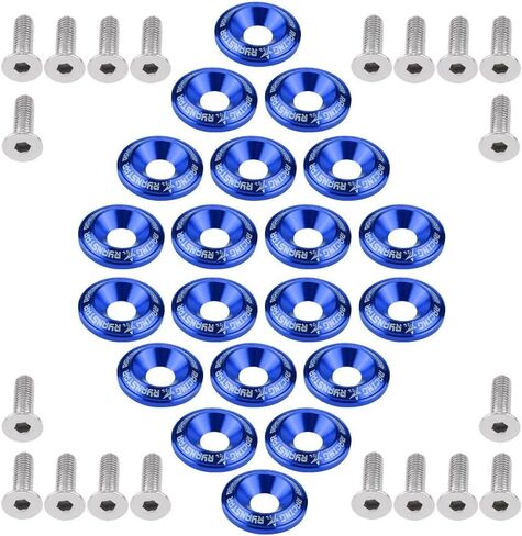 20 Pcs Aluminum Bumper Washer Bumper Washer Bolt Engine Bay Dress Up Kit(Blue) in Saudi Arabia