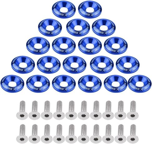 20 Pcs Aluminum Bumper Washer Bumper Washer Bolt Engine Bay Dress Up Kit(Blue) in Saudi Arabia