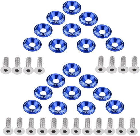 20 Pcs Aluminum Bumper Washer Bumper Washer Bolt Engine Bay Dress Up Kit(Blue) in Saudi Arabia