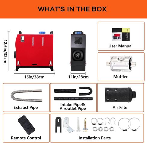 سخان ديزل 5 كيلو وات الكل في واحد 12 فولت، سخان هواء ديزل محمول مع جهاز تحكم عن بعد وشاشة LCD، سخان انتظار سريع التسخين منخفض الضوضاء للمركبات RV شاحنة قارب حافلة منازل متنقلة قوافل in Kuwait