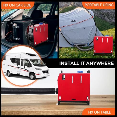 سخان ديزل 5 كيلو وات الكل في واحد 12 فولت، سخان هواء ديزل محمول مع جهاز تحكم عن بعد وشاشة LCD، سخان انتظار سريع التسخين منخفض الضوضاء للمركبات RV شاحنة قارب حافلة منازل متنقلة قوافل in Kuwait