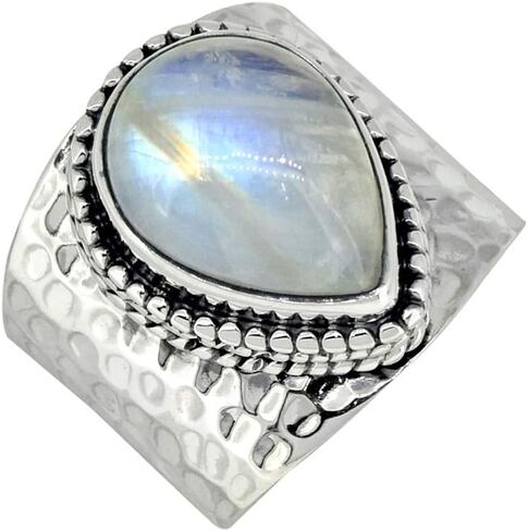 YoTreasure قوس قزح Moonstone الصلبة .925 خاتم الدمعة الفضة الاسترليني in Kuwait