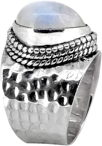 YoTreasure قوس قزح Moonstone الصلبة .925 خاتم الدمعة الفضة الاسترليني in Kuwait