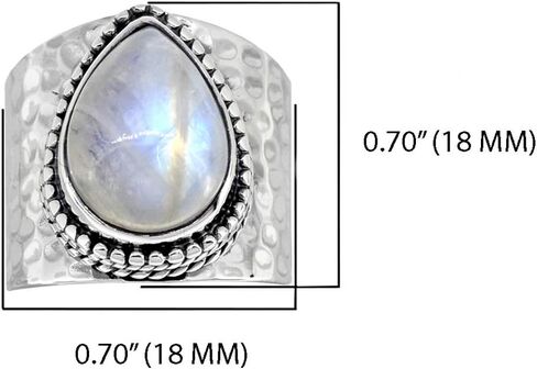 YoTreasure قوس قزح Moonstone الصلبة .925 خاتم الدمعة الفضة الاسترليني in Kuwait