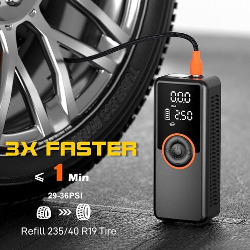 Tire Inflator Portable Air Compressor, Air Pump for Car Tires, 3X Faster Inflation, 150PSI,Cordless Portable Tire Inflator with Gauge for Car, Motorcycle, Bike, Ball, and More in Saudi Arabia