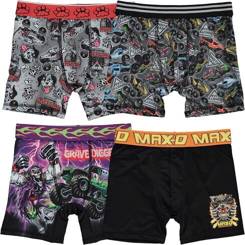 Monster Jam 4-PK Athletic Boxer Briefs with Grave Digger, El Toro Loco & more in 4, 6, 8, 10 & 12 in Saudi Arabia