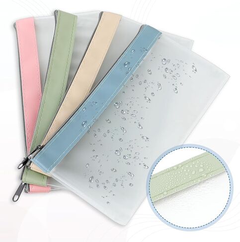 4 Pieces Money Bags With Zipper 8 x 4 Inch Transparent Envelopes Reusable Waterproof Bank Deposit Pouch for Checks Coins Bills Receipts Organizer Makeup Tool School and Office Supplies in Saudi Arabia