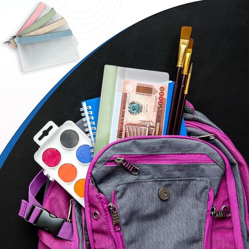 4 Pieces Money Bags With Zipper 8 x 4 Inch Transparent Envelopes Reusable Waterproof Bank Deposit Pouch for Checks Coins Bills Receipts Organizer Makeup Tool School and Office Supplies in Saudi Arabia