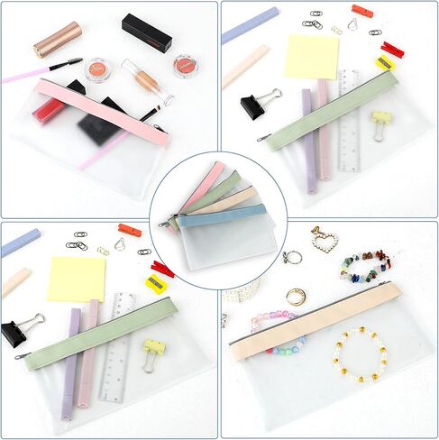 4 Pieces Money Bags With Zipper 8 x 4 Inch Transparent Envelopes Reusable Waterproof Bank Deposit Pouch for Checks Coins Bills Receipts Organizer Makeup Tool School and Office Supplies in Saudi Arabia