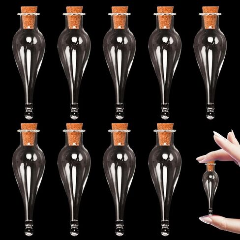 10 قطع من الزجاجات الصغيرة على شكل دمعة مع سدادات من الفلين، زجاجة صغيرة متمنية، زجاجات جرعة، برطمانات صغيرة للحرف الفنية، مشاريع DIY لتزيين حفلات الزفاف in Kuwait