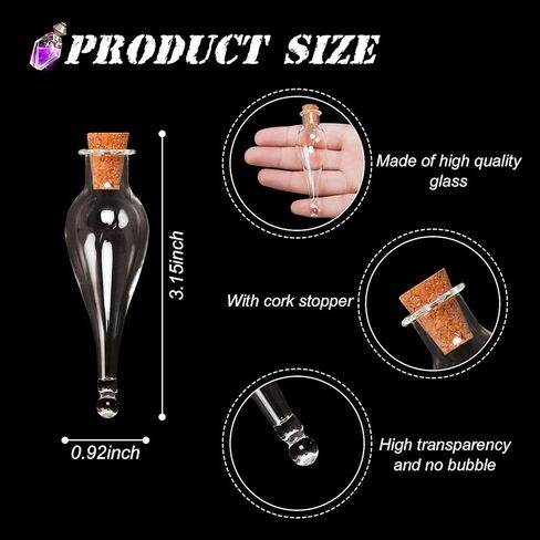 10 قطع من الزجاجات الصغيرة على شكل دمعة مع سدادات من الفلين، زجاجة صغيرة متمنية، زجاجات جرعة، برطمانات صغيرة للحرف الفنية، مشاريع DIY لتزيين حفلات الزفاف in Kuwait