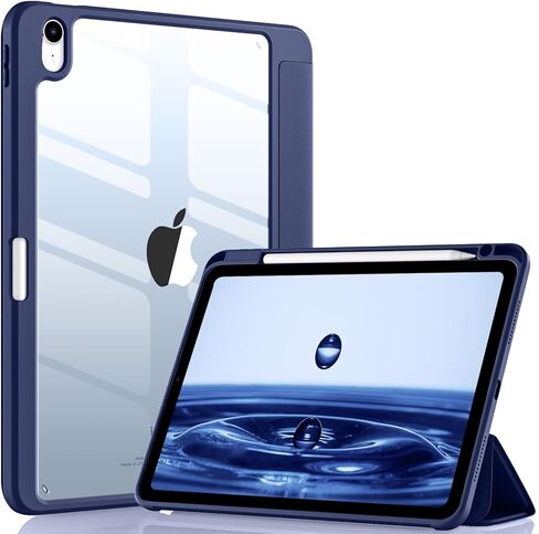 حافظة Wenlaty متوافقة مع iPad Air الجيل الخامس (2022) / الرابع (2020) حامل أقلام مقاس 10.9 بوصة، لحافظة 5/4، غطاء خلفي شفاف ذكي نحيف، وردي وردي in Saudi Arabia