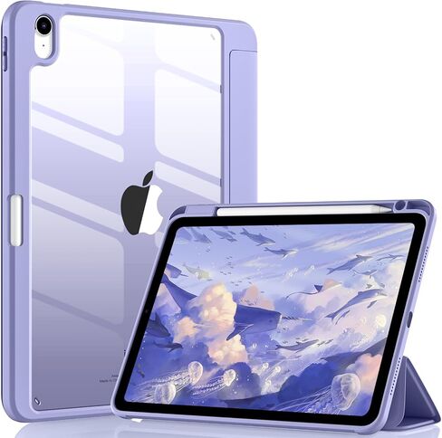 Wenlaty Compatible with iPad Air 11 Inch Case (M2) 2024 Release, for iPad Air 6th/5th/4th Generation Case (2024/2022/2020) 11/10.9 Inch with Pencil Holder, Slim Cover with Clear Back Shell, Black in Kuwait
