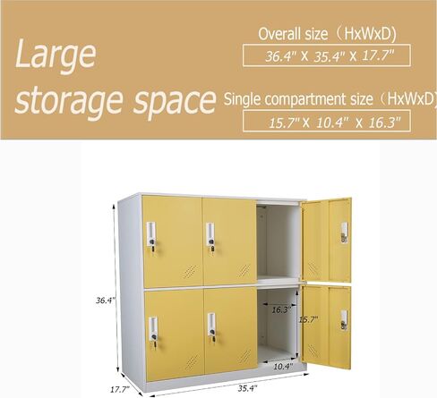 MECOLOR Steel Office Locker Cabinet with Keys, School and Home Storage Locker Organizer，Kids Locker for Cloth and Toy Organizer,Living Room Boy and Girl Metal Storage Locker Cabinet (Yelllow)… in Saudi Arabia