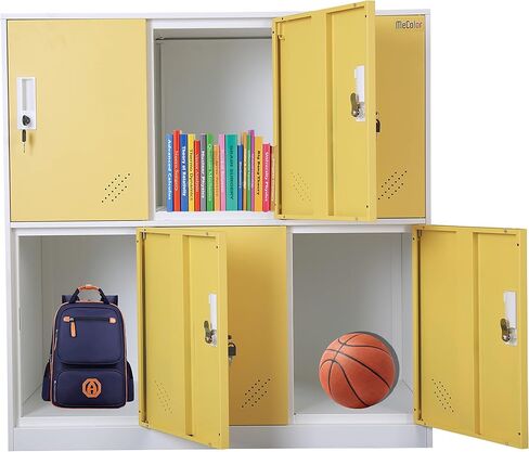 MECOLOR Steel Office Locker Cabinet with Keys, School and Home Storage Locker Organizer，Kids Locker for Cloth and Toy Organizer,Living Room Boy and Girl Metal Storage Locker Cabinet (Yelllow)… in Saudi Arabia