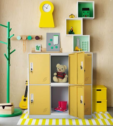 MECOLOR Steel Office Locker Cabinet with Keys, School and Home Storage Locker Organizer，Kids Locker for Cloth and Toy Organizer,Living Room Boy and Girl Metal Storage Locker Cabinet (Yelllow)… in Saudi Arabia