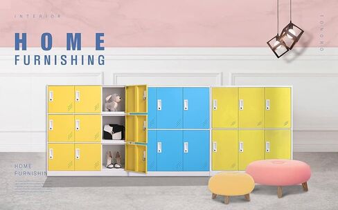 MECOLOR Steel Office Locker Cabinet with Keys, School and Home Storage Locker Organizer，Kids Locker for Cloth and Toy Organizer,Living Room Boy and Girl Metal Storage Locker Cabinet (Yelllow)… in Saudi Arabia