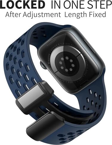 Magnetic Anti Sweat Sport Band/Strap for Apple Watch, Waterproof Breathable Silicone Correas. Para Compatible with iWatch Ultra SE Series11/10/9/8/7/6/5/4/3/2/1, Women Men, 42mm 44mm 45mm 46mm 49mm in Kuwait