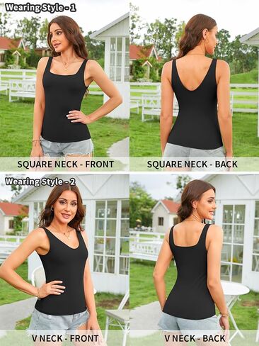 V FOR CITY Womens Tank Tops with Shelf Bra Square Neck Camisole Tops for Women Casual Cotton Cami Shirts in Saudi Arabia