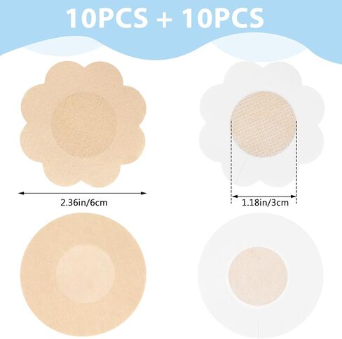Sibba Breast Petals Invisible Nipple Covers Body Pasties 20 PC Pad Bra Lift Tape Stickers Boob Nipplecovers Skin Coverage in Saudi Arabia