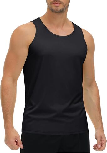 KEFITEVD Men's UPF 50+ Tank Top Sleeveless Workout Swim Shirts Quick Dry Muscle Shirt for Bodybuilding Gym Beach in Saudi Arabia