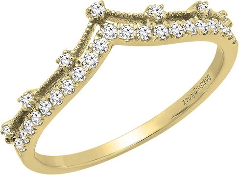 Dazzlingrock Collection Round White Diamond Beaded Chevron Wedding Band for Women (0.25 ctw, Color I-J, Clarity I1-I3) in Gold in Saudi Arabia