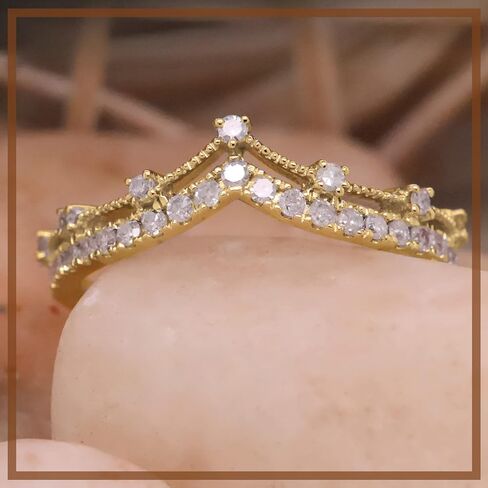 Dazzlingrock Collection Round White Diamond Beaded Chevron Wedding Band for Women (0.25 ctw, Color I-J, Clarity I1-I3) in Gold in Saudi Arabia
