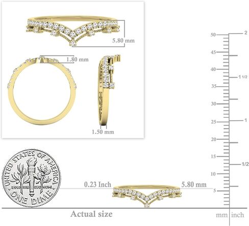 Dazzlingrock Collection Round White Diamond Beaded Chevron Wedding Band for Women (0.25 ctw, Color I-J, Clarity I1-I3) in Gold in Saudi Arabia