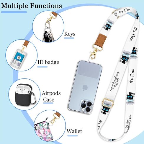 Phone Lanyard Wrist Strap Crossbody, Be Kind Cell Phone Lanyard for Around The Neck Wristlet Adjustable Phone Strap, Rainbow Cute Lanyard for Keys iPhone Case ID Badges Phone Accessories in Kuwait