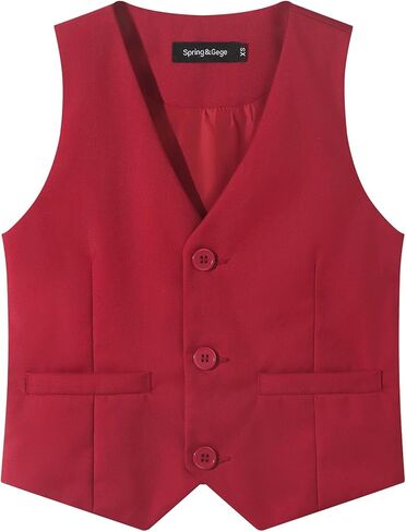Spring&Gege Boy's Formal Suit Vest Solid Dress Waistcoat Vest with Pockets, Size 4-10 Years in Saudi Arabia