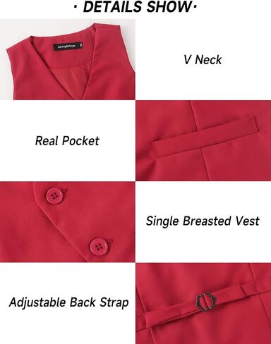 Spring&Gege Boy's Formal Suit Vest Solid Dress Waistcoat Vest with Pockets, Size 4-10 Years in Saudi Arabia