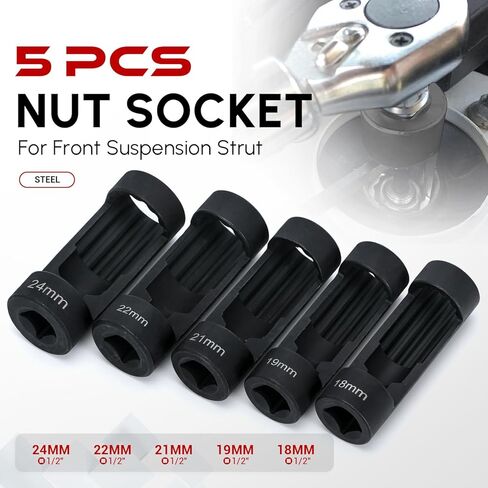 5 قطعة تعليق تبختر الجوز المقبس أداة مجموعة 18 مللي متر 19 مللي متر 21 مللي متر 22 مللي متر 24 مللي متر مع 12 نقطة 1/2 "محرك in Kuwait