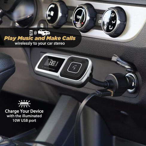 Scosche BTFMPD3SR FM Bluetooth Radio Transmitter for Car, Hands-Free Kit with Dual USB Charging Ports, 12W USB-A + 20W Fast Type-C Car Charger, Wireless Adapter for Calls, Siri and Google Assistant in Kuwait
