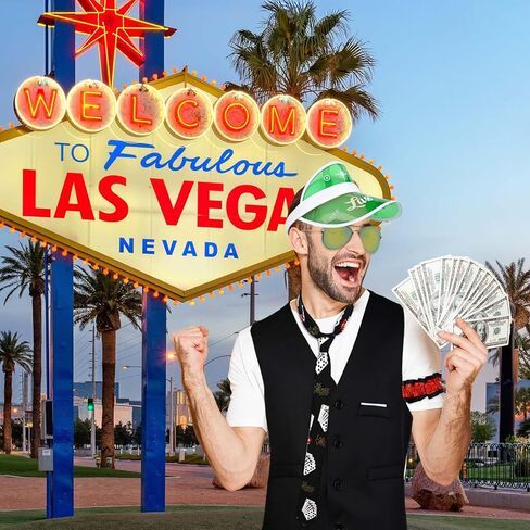 مجموعة سترة تاجر الكازينو أقنعة قبعة ربطة القوس فيونكة شارات النظارات الشمسية سترة للبالغين لمستلزمات فستان الحفلات في لاس فيغاس كاسنيو in Kuwait