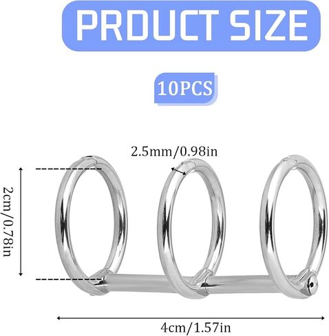 3 Ring Binder Ring, 10Pcs Metal Loose Leaf Binder Ring, 20mm Inner Diameter Book Rings Snap Flash Card Rings for Home Office Supplies DIY Travel Diary Photo Album Scrapbook Binding (Silver) in Saudi Arabia