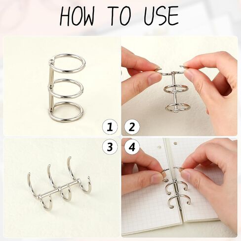 3 Ring Binder Ring, 10Pcs Metal Loose Leaf Binder Ring, 20mm Inner Diameter Book Rings Snap Flash Card Rings for Home Office Supplies DIY Travel Diary Photo Album Scrapbook Binding (Silver) in Saudi Arabia
