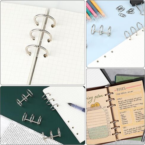 3 Ring Binder Ring, 10Pcs Metal Loose Leaf Binder Ring, 20mm Inner Diameter Book Rings Snap Flash Card Rings for Home Office Supplies DIY Travel Diary Photo Album Scrapbook Binding (Silver) in Saudi Arabia