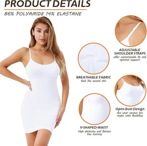 Body Shaper For Women Under Dress Control Slips One Piece Full Slip Tummy Control Shapewear Dress With Adjustable Strap in Saudi Arabia