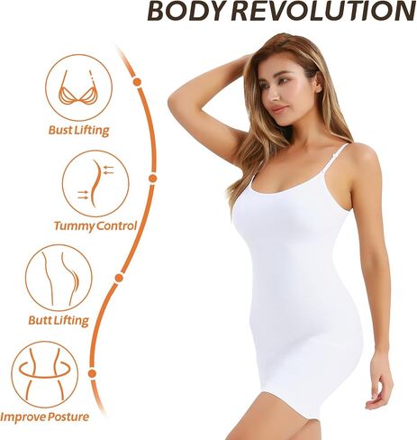 Body Shaper For Women Under Dress Control Slips One Piece Full Slip Tummy Control Shapewear Dress With Adjustable Strap in Saudi Arabia