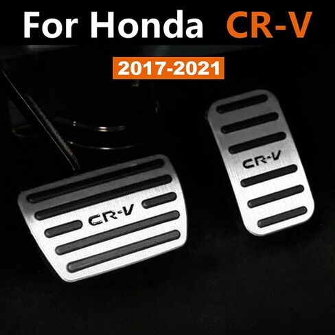 2PCS Aluminum Alloy Pedals Cover No Drilling Anti-Slip Brake and Accelerator Pedal Pads Modified Decorative Metal Pedal Covers for Honda CR-V CRV 2017-2025-Silver in Saudi Arabia