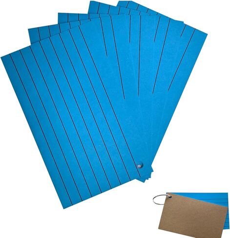 50Pcs Index Cards with 1 Ring, 3 x 5 Inches Ruled Index Cards, Colored Index Flash Cards, Lined on Both Side Colored Notecards for Study, Learning, Memory, Recipe (Blue) in Saudi Arabia