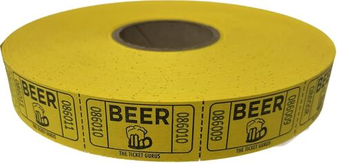 The Ticket Gurus-roll of 2000 Yellow Beer Tickets Single Roll Consecutively Numbered Raffle Tickets in Saudi Arabia