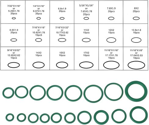 270 Pcs Car Air Conditioning Compressor Seals O-Ring Rubber Seals AC O Ring Car Air Conditioner Compressor O Rings Sealing O Rings Gasket Assortment Set for A/C Professional Plumbing Automotive(Green) in Saudi Arabia