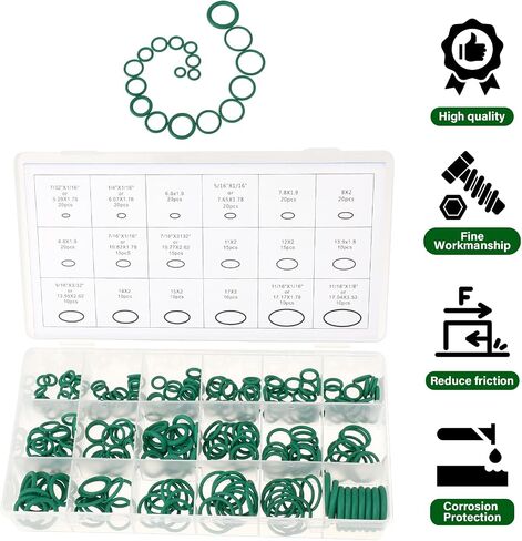 270 Pcs Car Air Conditioning Compressor Seals O-Ring Rubber Seals AC O Ring Car Air Conditioner Compressor O Rings Sealing O Rings Gasket Assortment Set for A/C Professional Plumbing Automotive(Green) in Saudi Arabia